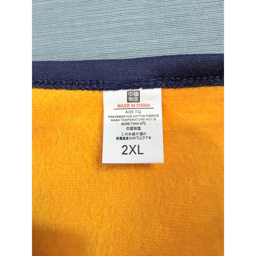 Navy Blue Long Sleeve Thermal Base Layer Top Orange Fleece Lined Mens 2XL